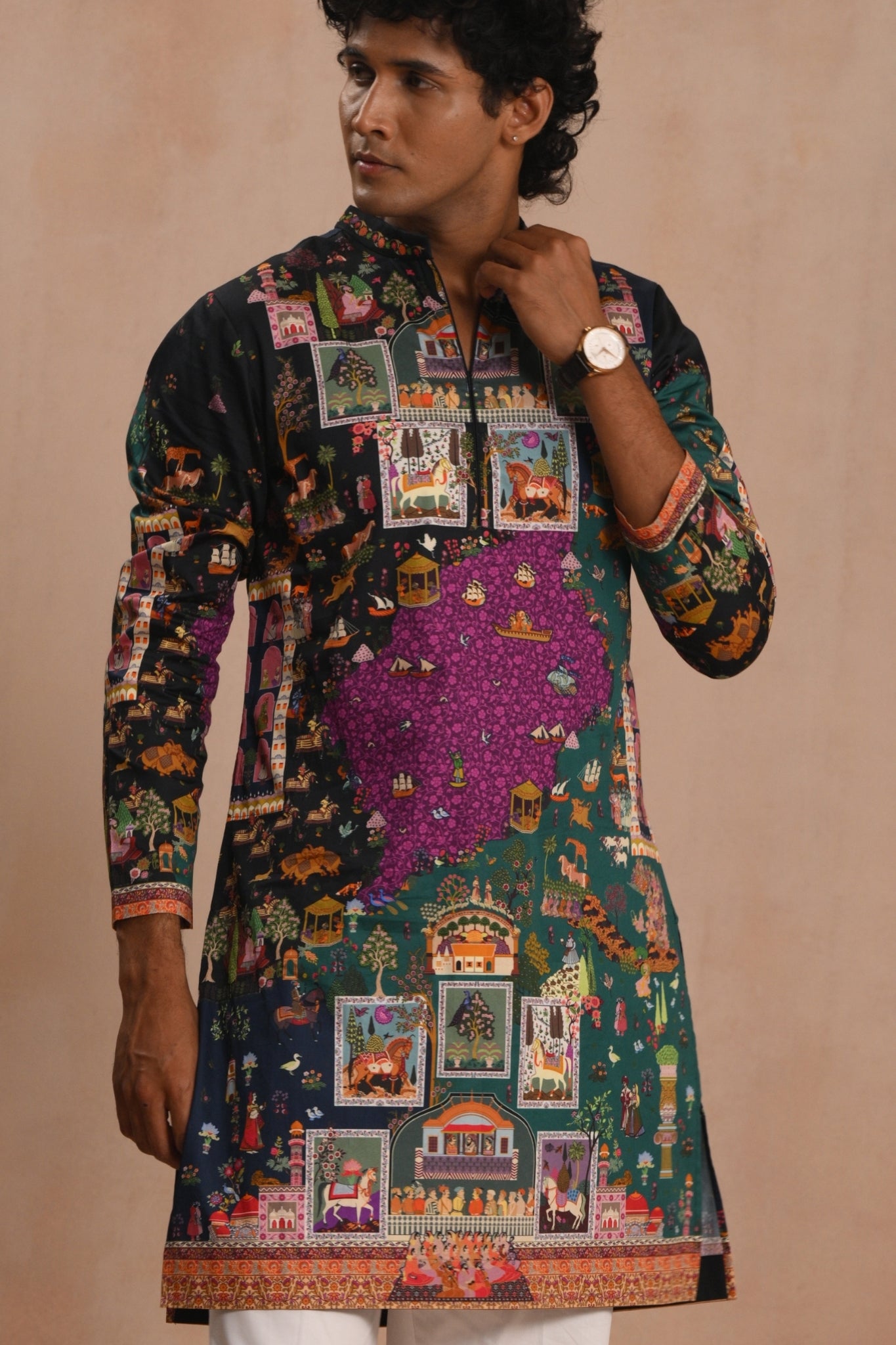 Multicolor Kashirnama Kurta Pajama Set