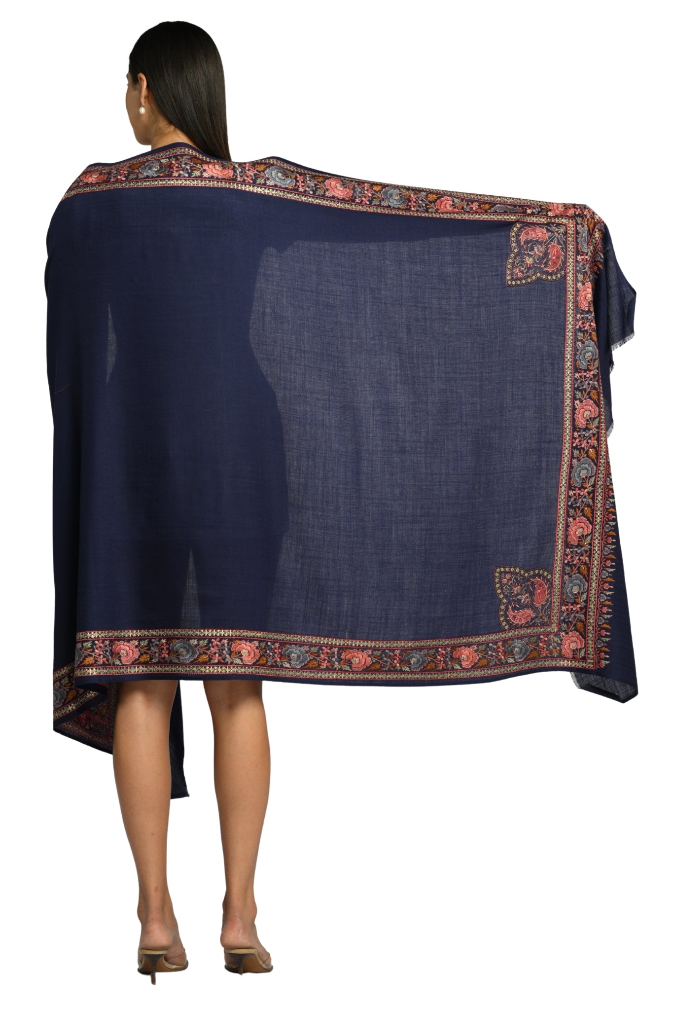 Taroob Sozni Floral Embroiderd Border Shawl