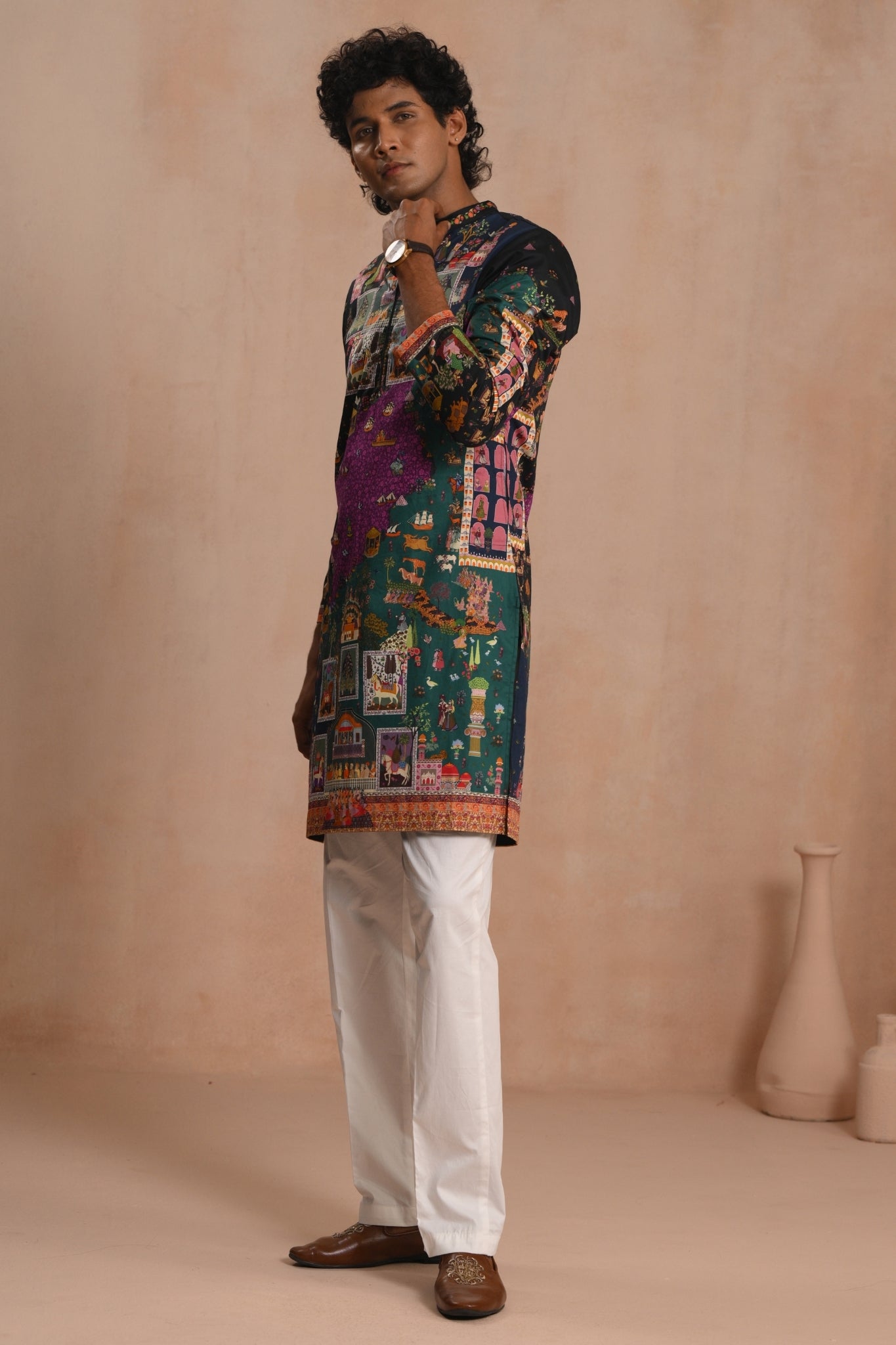 Multicolor Kashirnama Kurta Pajama Set