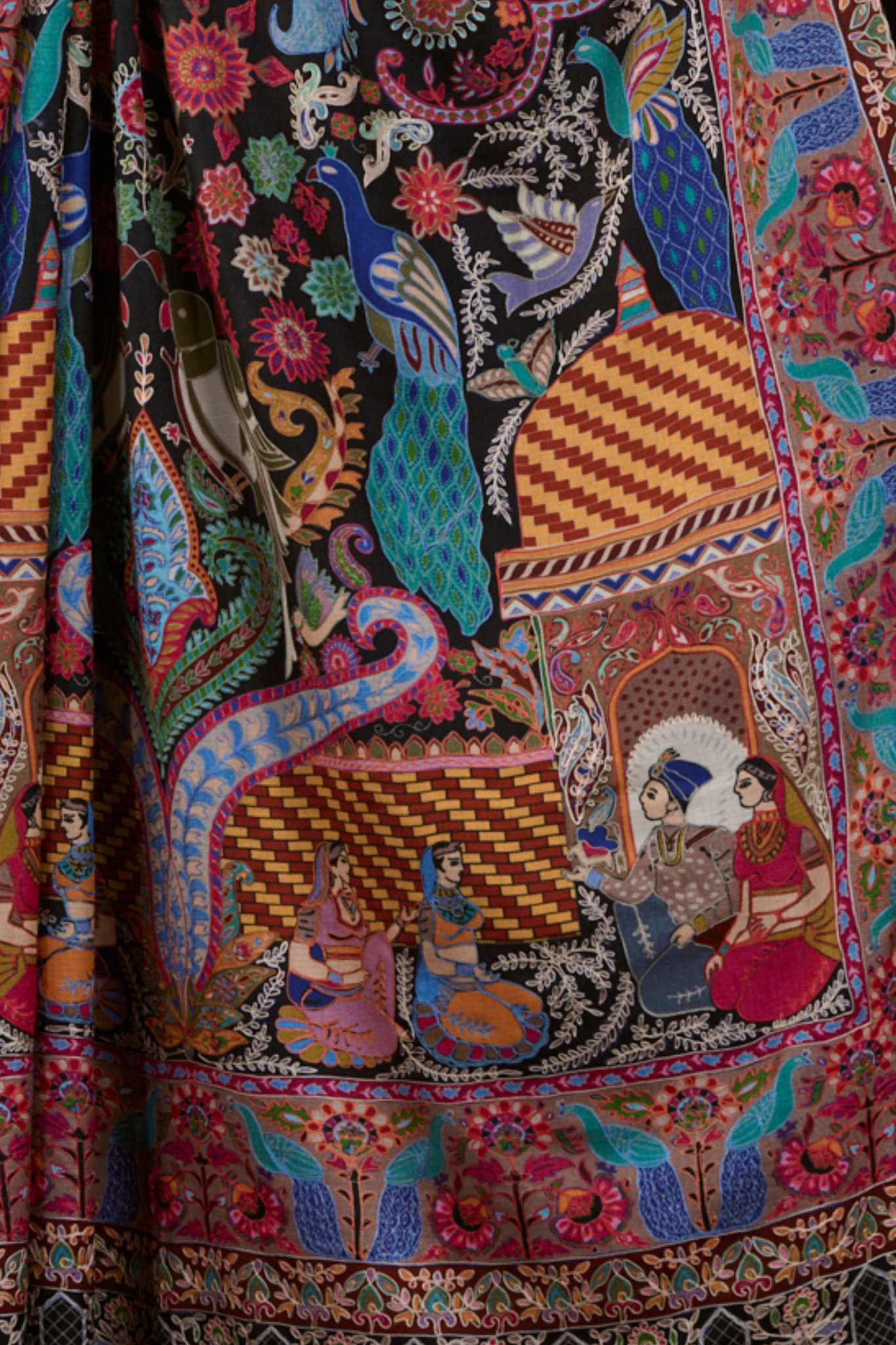 Taroob Magical Mughal Darbar Kalamkari Shawl