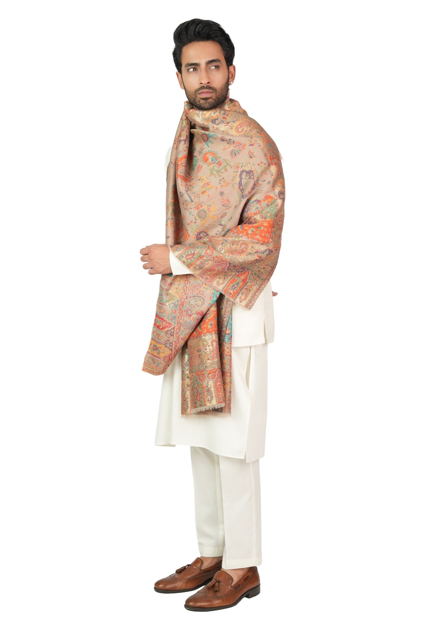 Taroob Resham Mughal Wool Stole