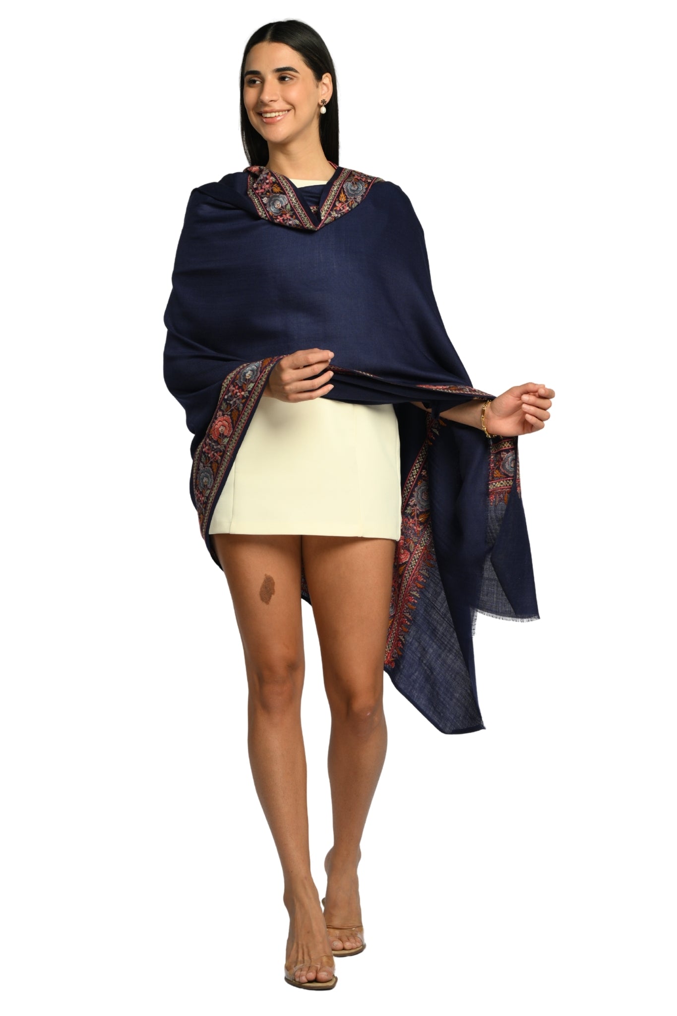 Taroob Sozni Floral Embroiderd Border Shawl