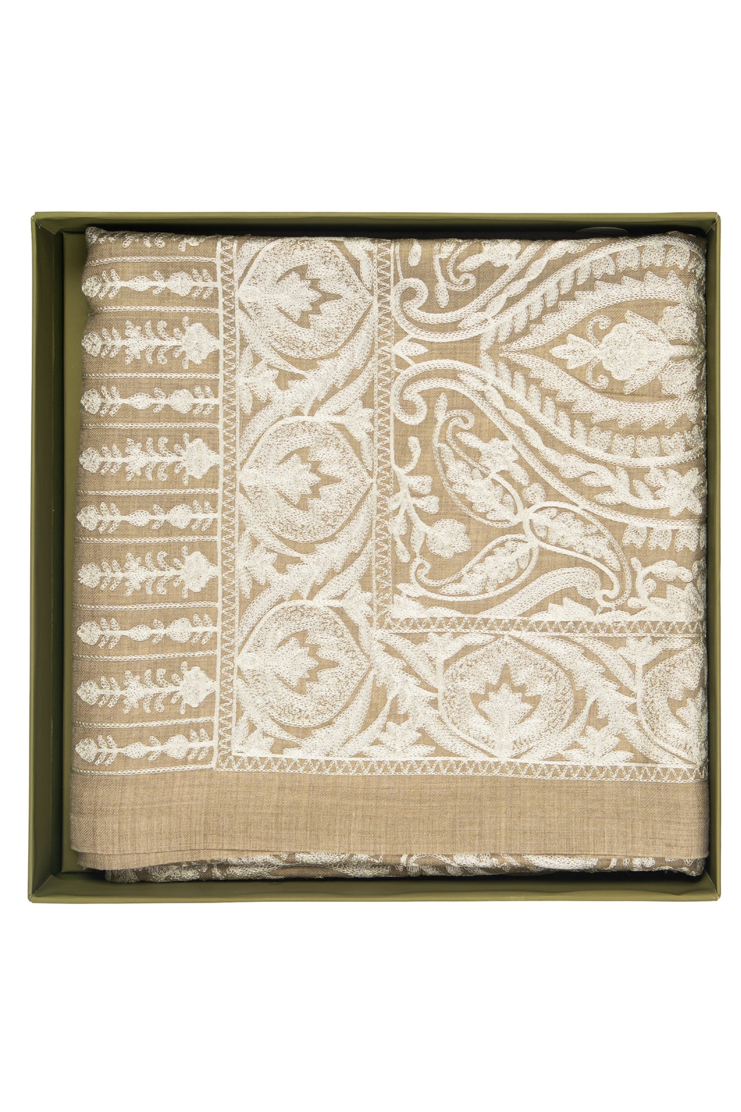 Taroob Gift Set of Unisex Aari Tone on Tone Wool Silk Stole for Him or Her