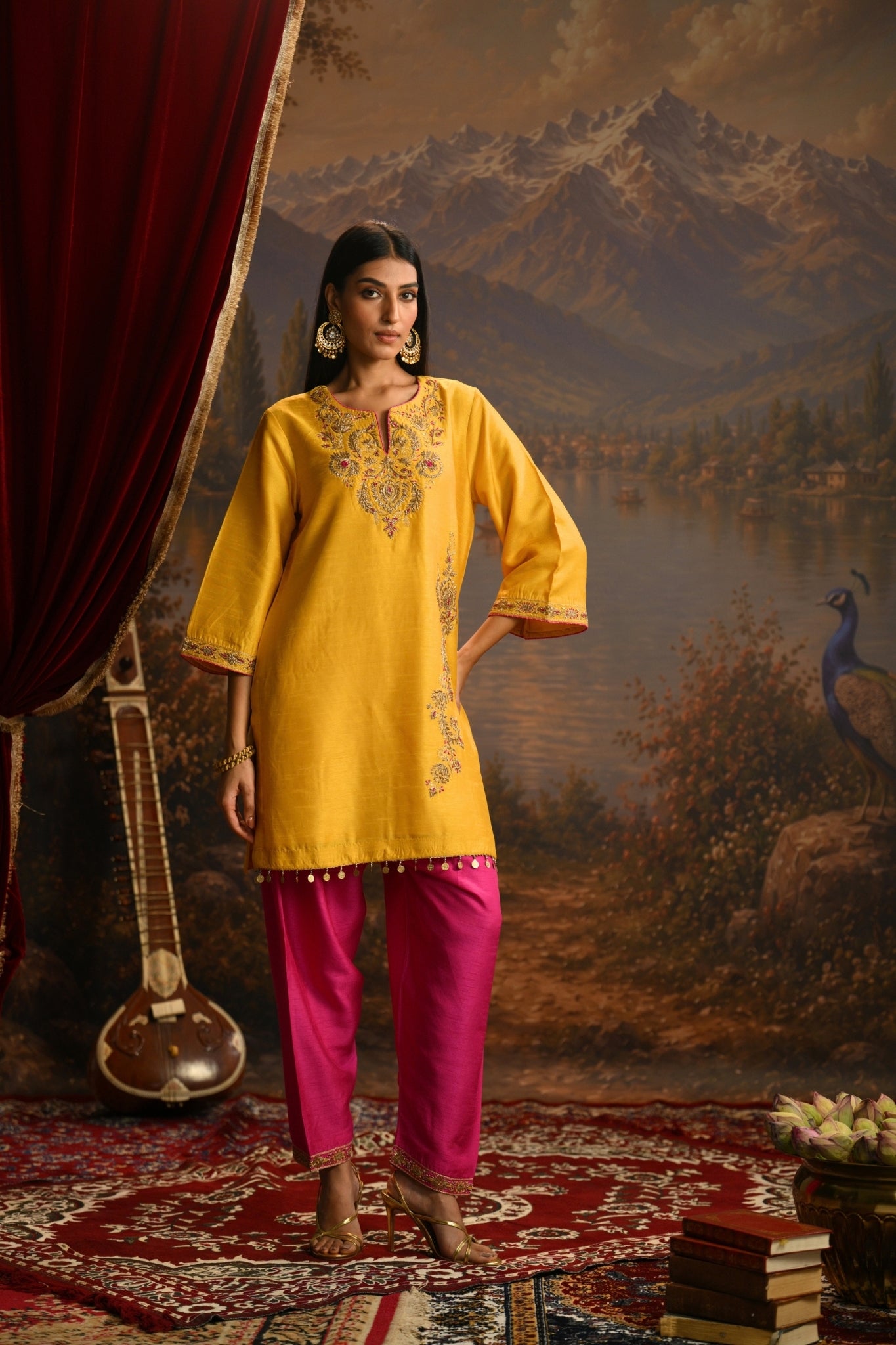 Mustard Zeenat Hand Embroidered Kurta Set Taroob