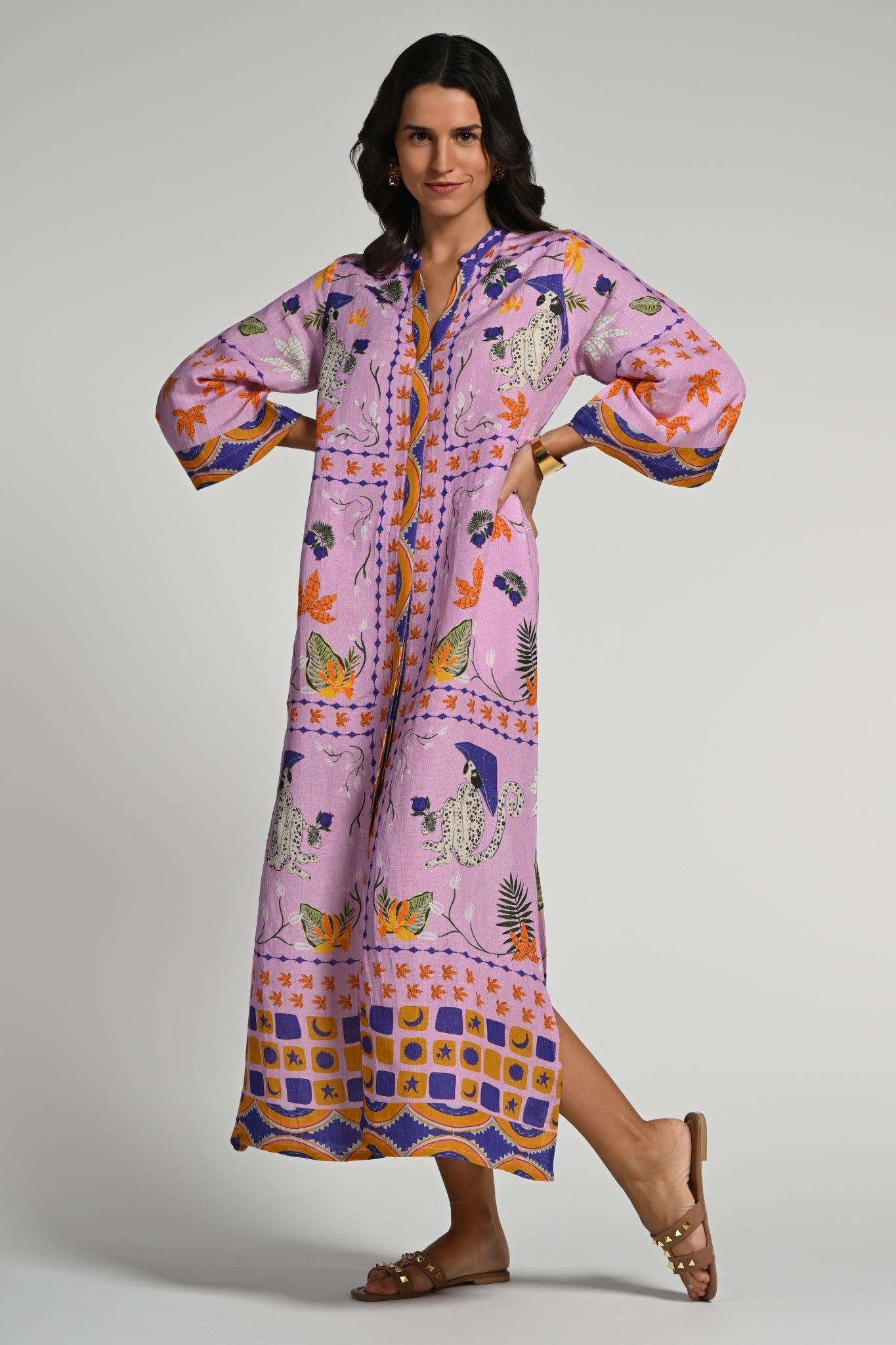 Taroob Monkey Pop Linen Maxi Dress
