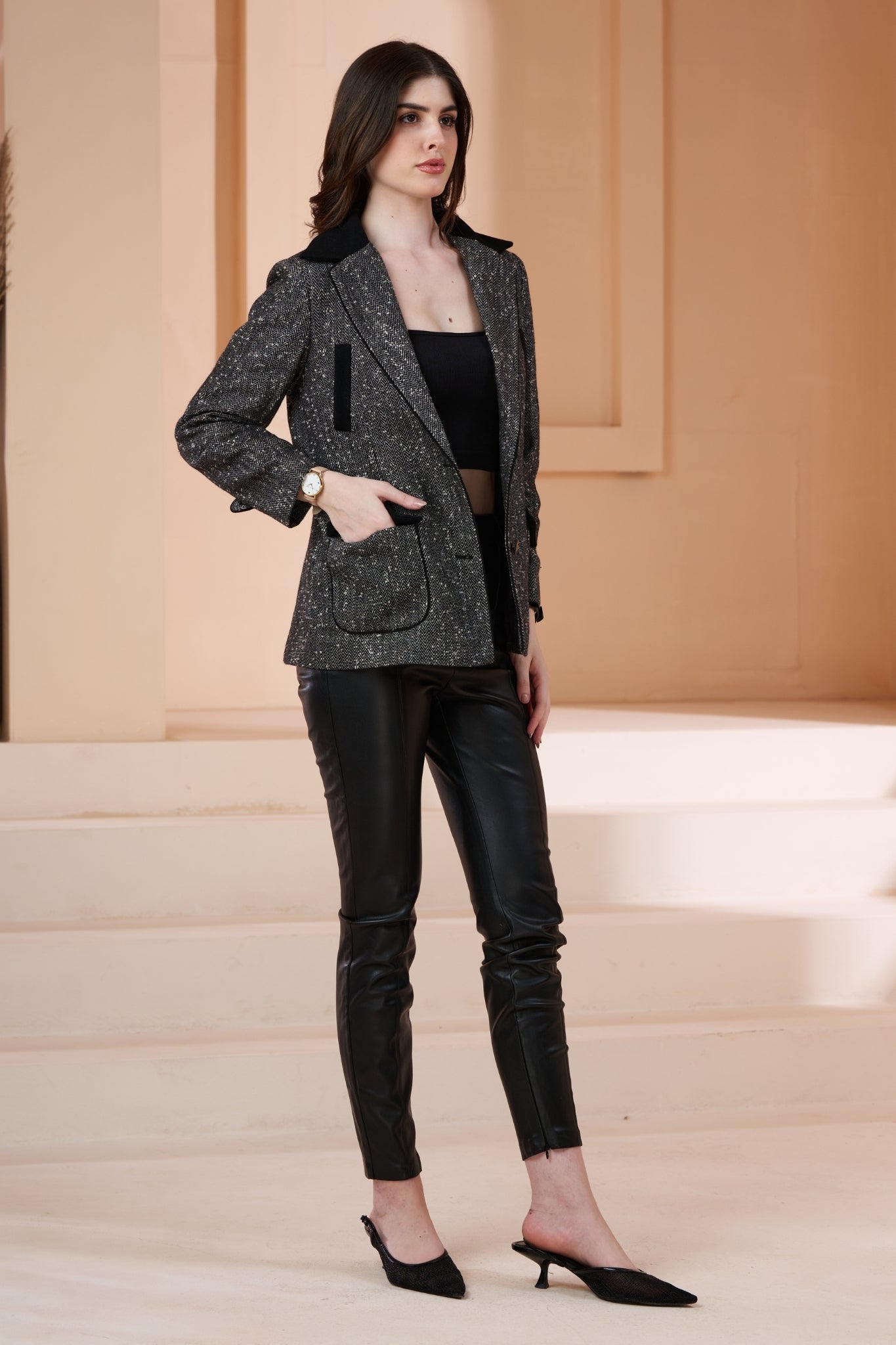 Taroob Herringbone Wool Blazer