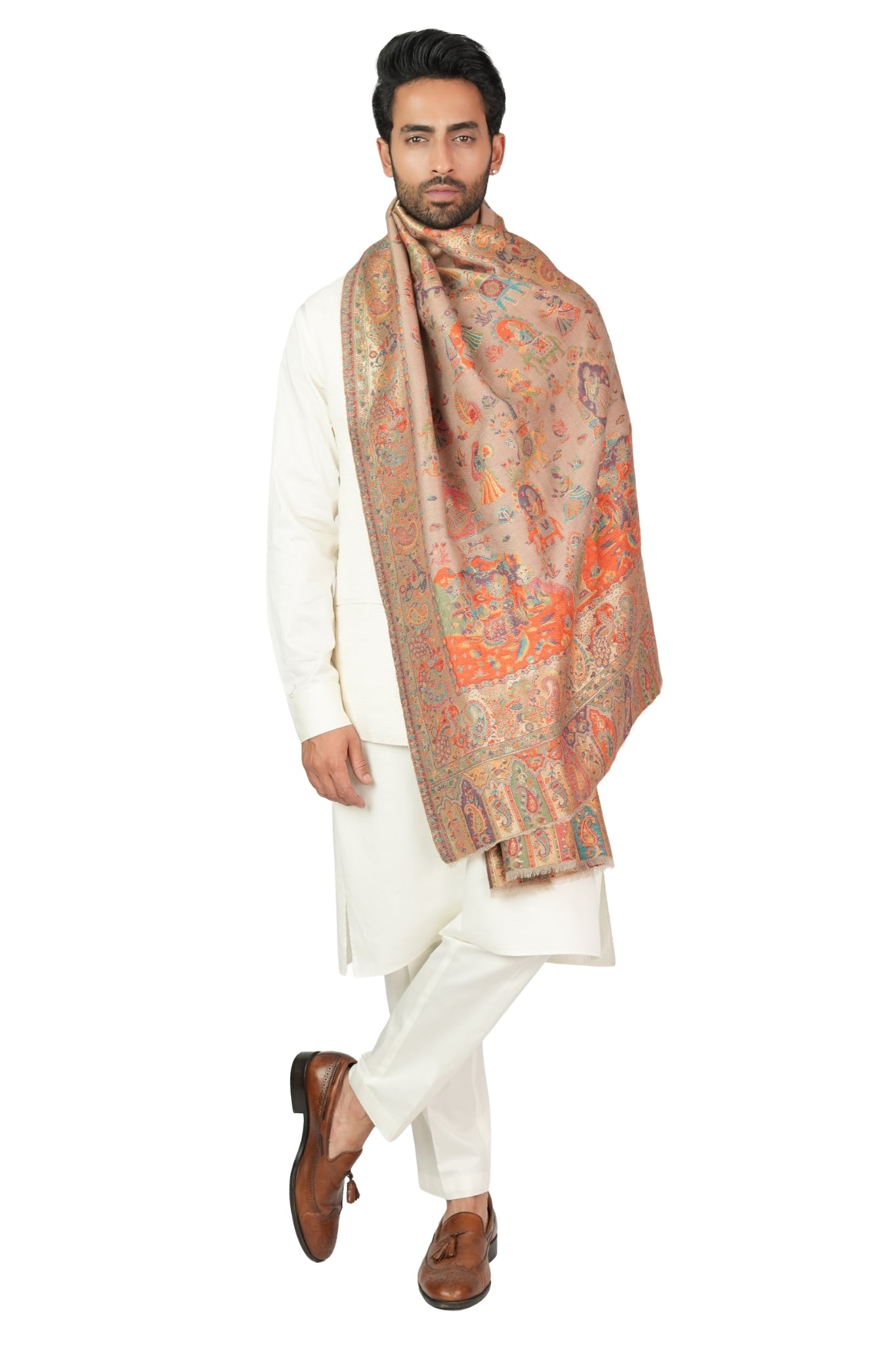 Taroob Resham Mughal Wool Stole