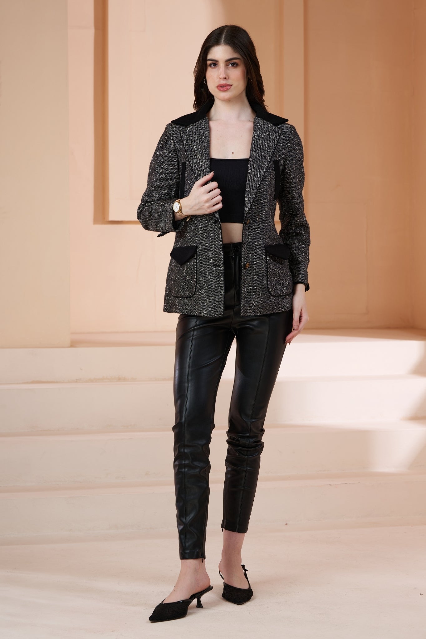 Taroob Herringbone Wool Blazer