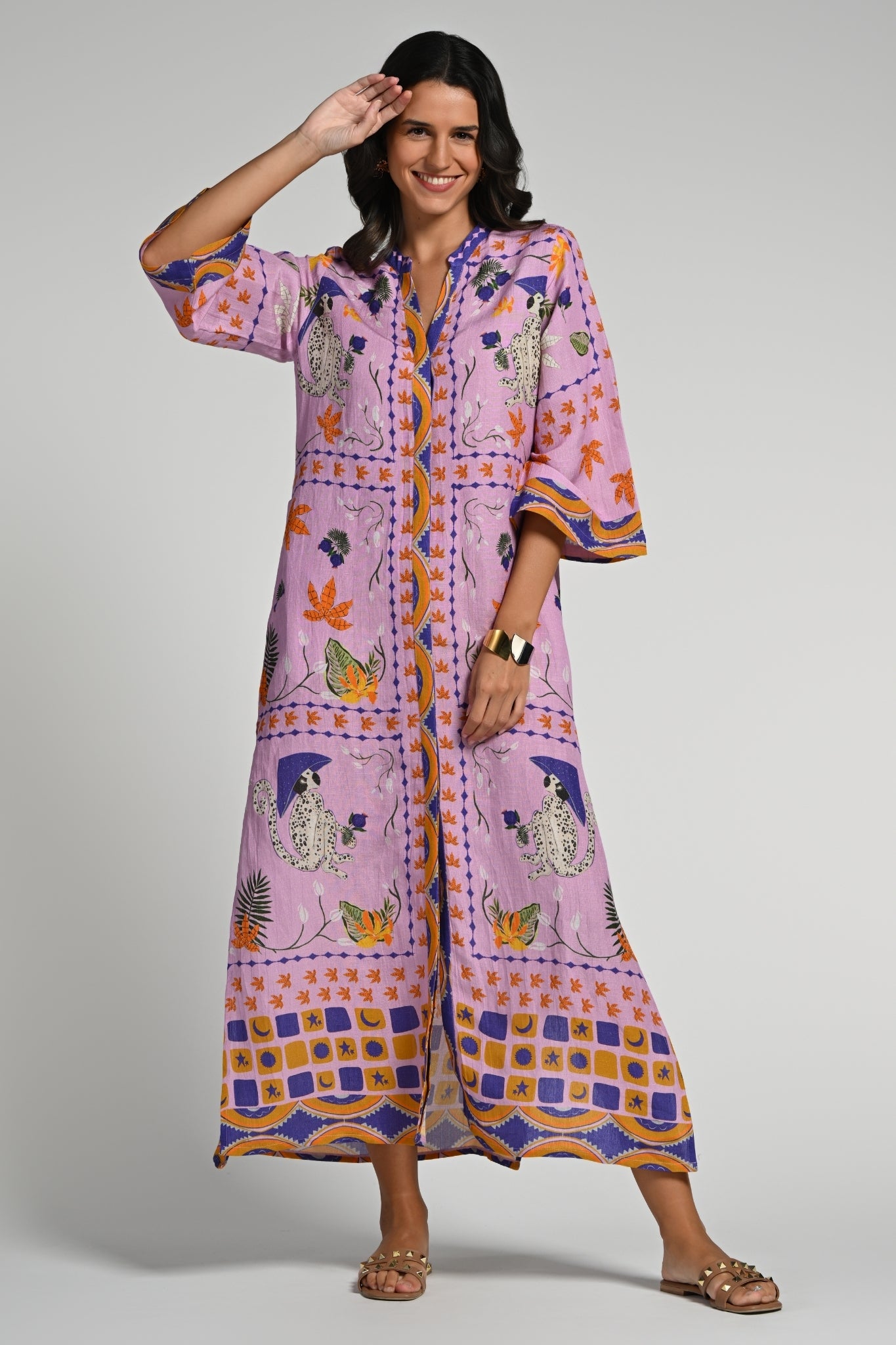 Taroob Monkey Pop Linen Maxi Dress