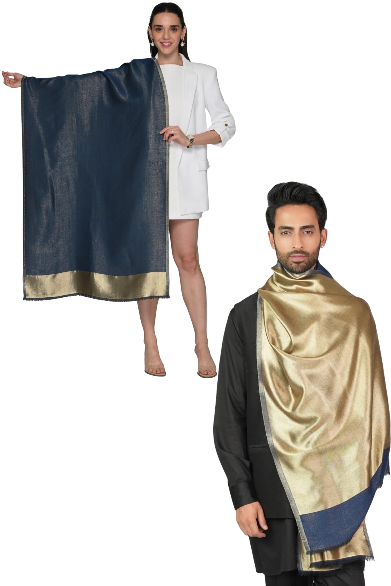 Taroob Gift Set of Unisex Wool Resham Stole for Him or Her