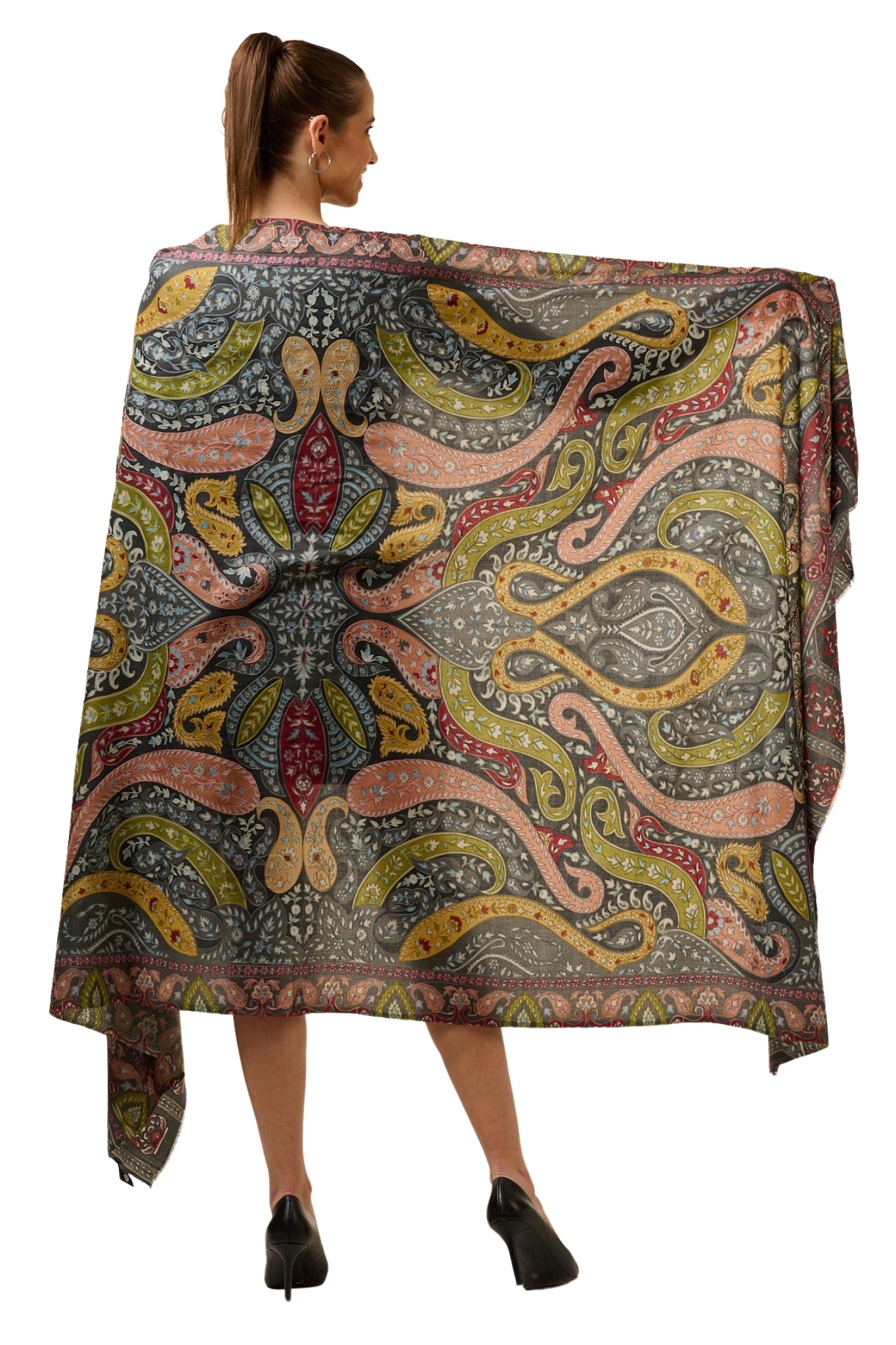 Taroob Ultra Fine Wool Paisley Kalamkari Shawl