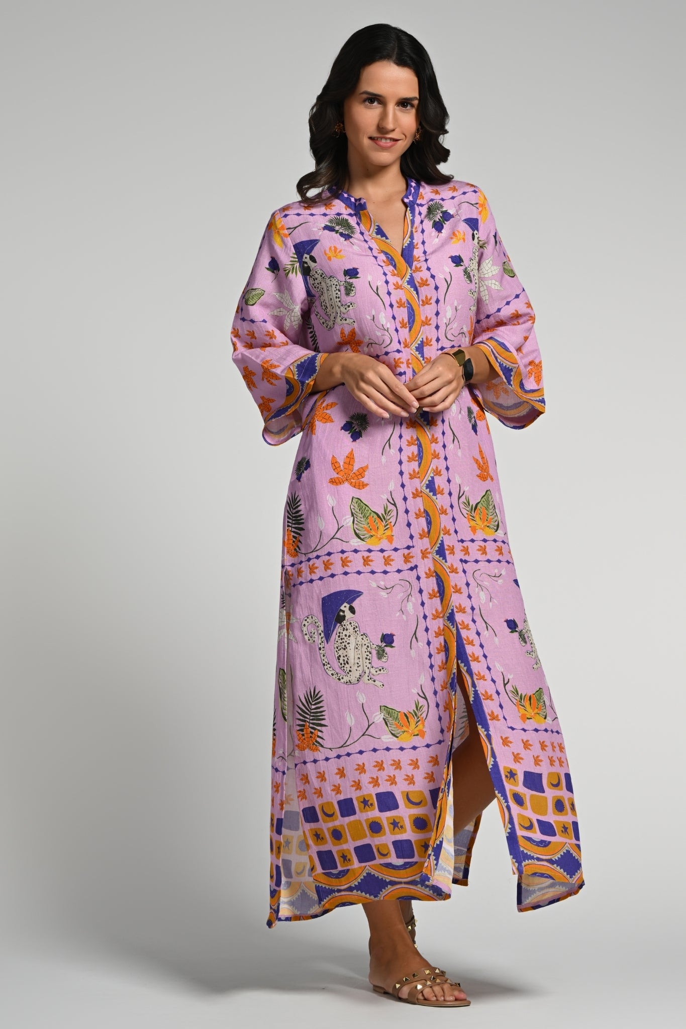 Taroob Monkey Pop Linen Maxi Dress