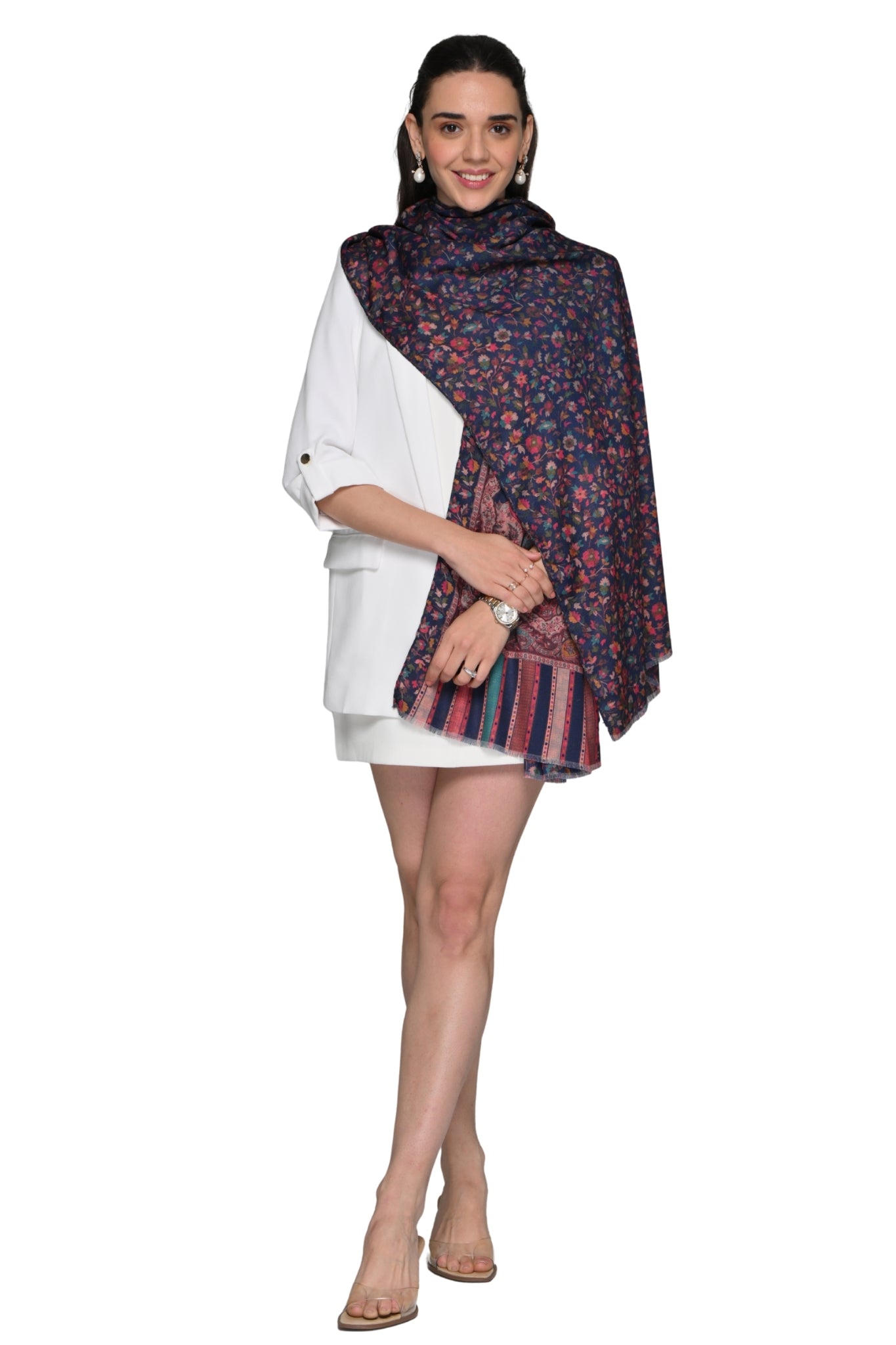 Reversible Printed Kashmiri Stole – Women's Printed Stoles – View 7 | Taroob