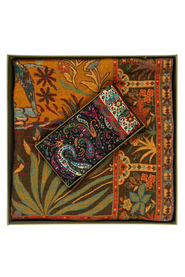 Taroob Couple Gift of Wool Kaani Shawl for Her & Pocket Square for Him