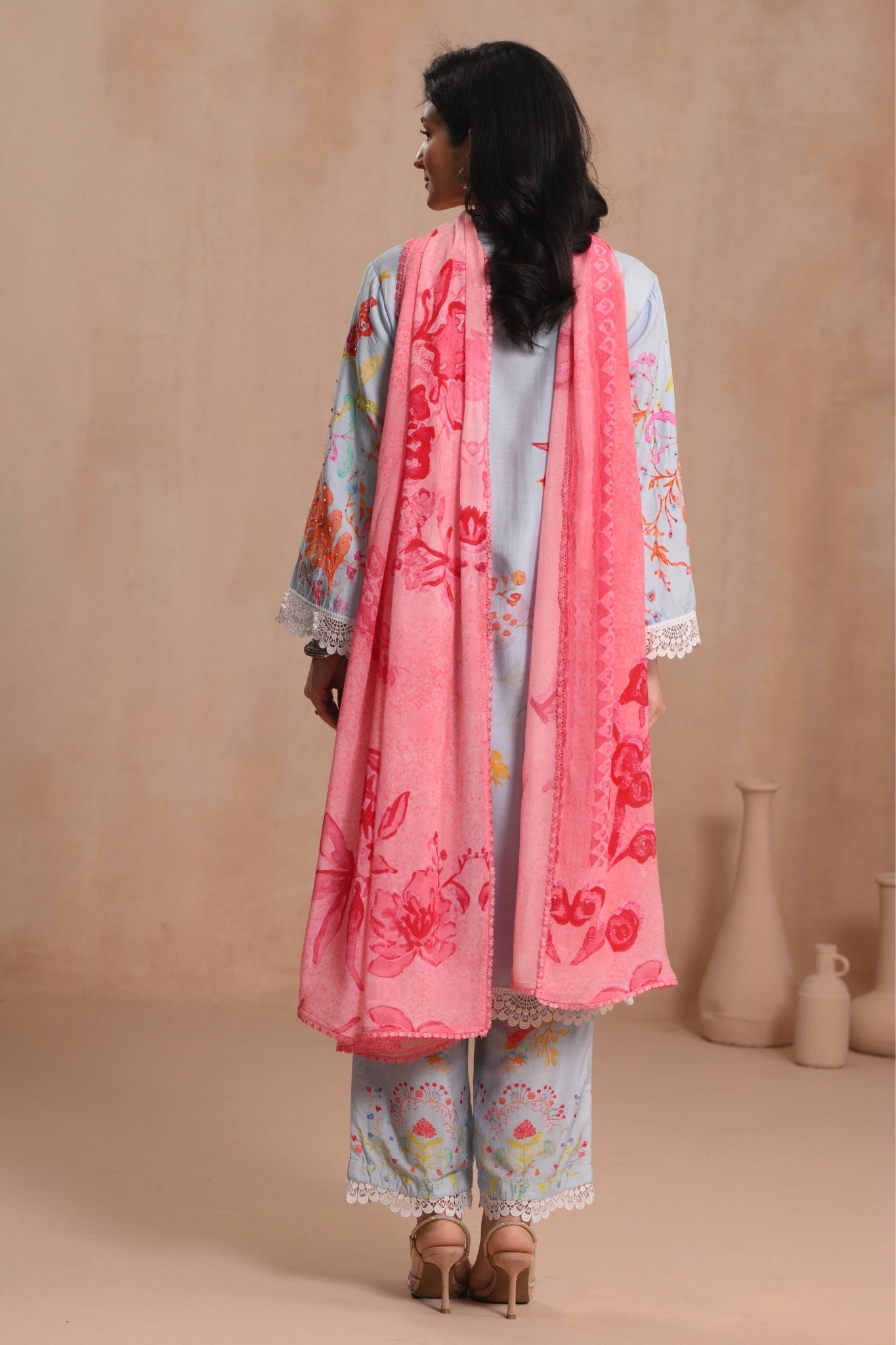 Powder Blue Nargis Embroidered Kurta Set Taroob