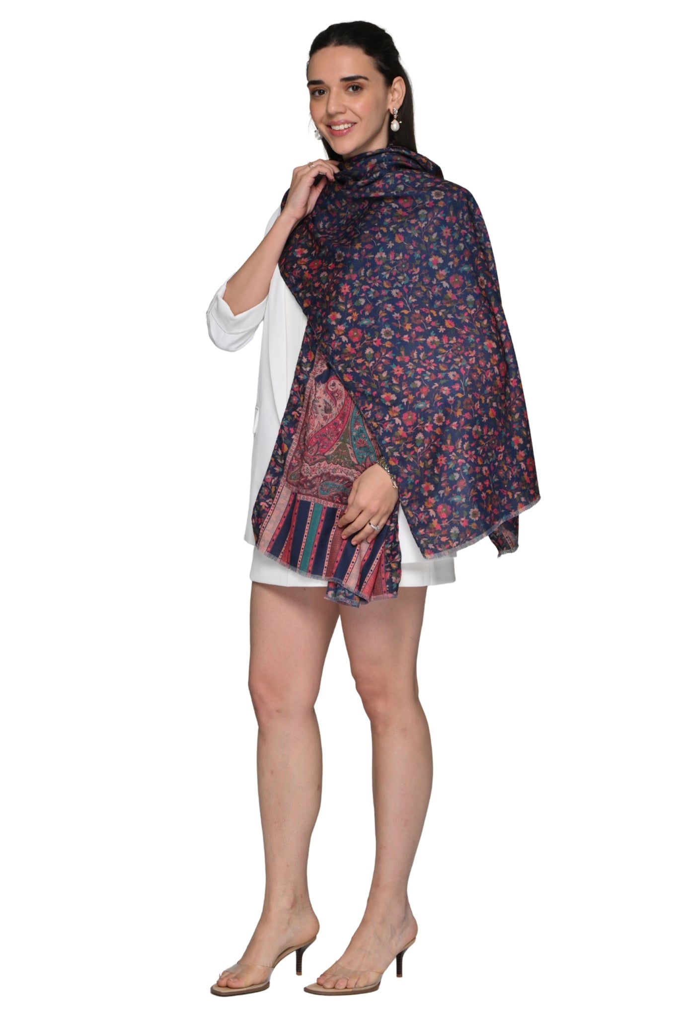 Reversible Printed Kashmiri Stole – Women's Printed Stoles – View 9 | Taroob