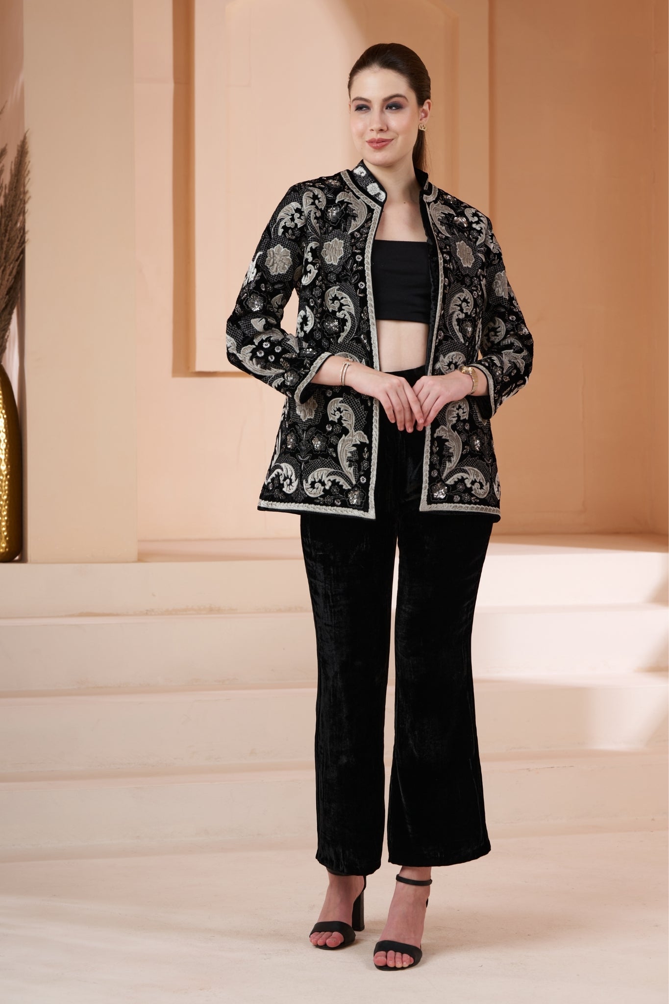 Taroob Embroidered Regal Velvet Women Coat