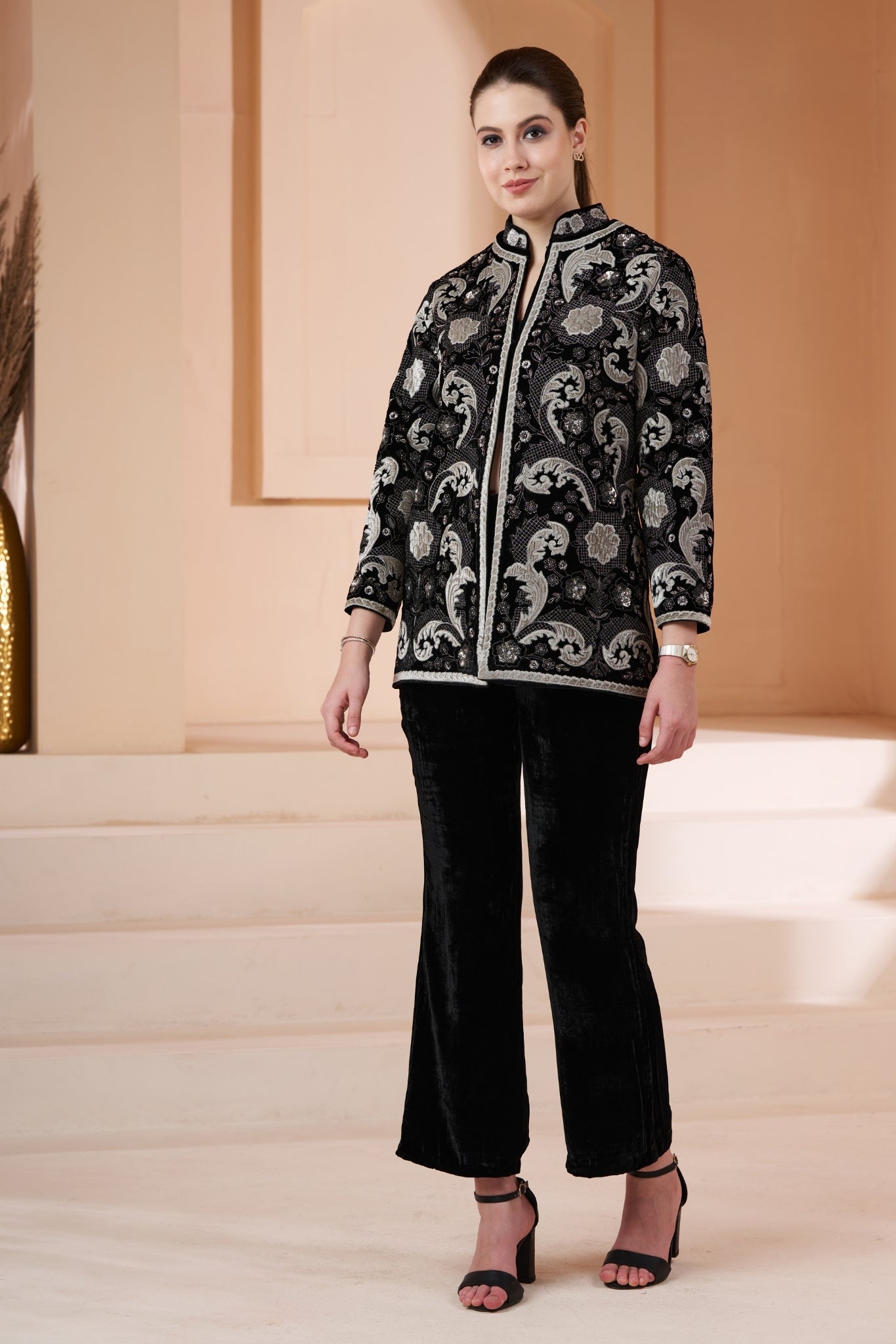 Taroob Embroidered Regal Velvet Women Coat