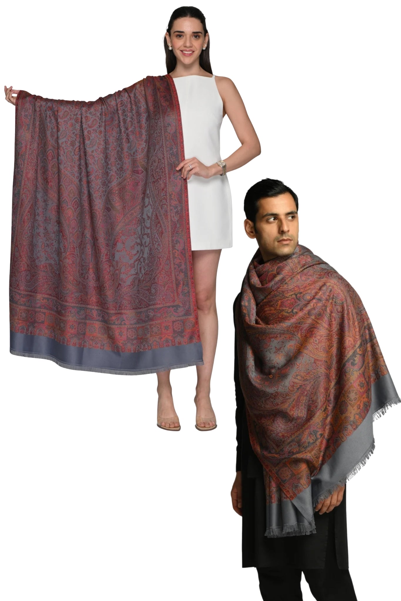 Taroob Gift Set of Unisex Jamawar Shawl for Him or Her