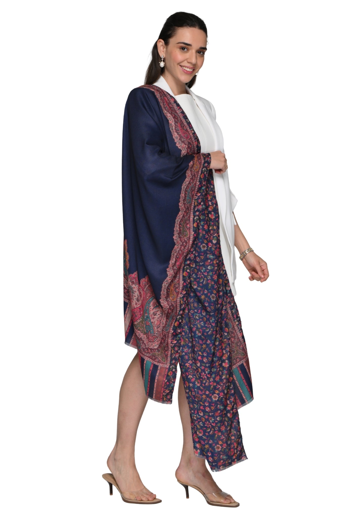 Reversible Printed Kashmiri Stole – Women's Printed Stoles – View 8 | Taroob