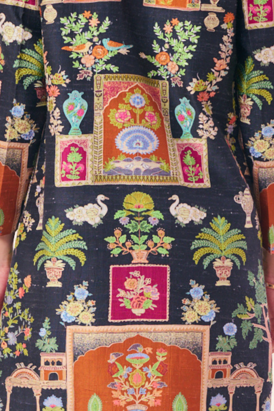 Raj-Darbar Kalamkari Embroidered Long Coat