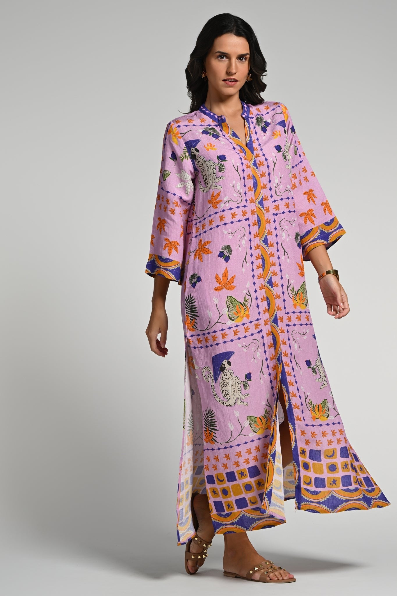 Taroob Monkey Pop Linen Maxi Dress