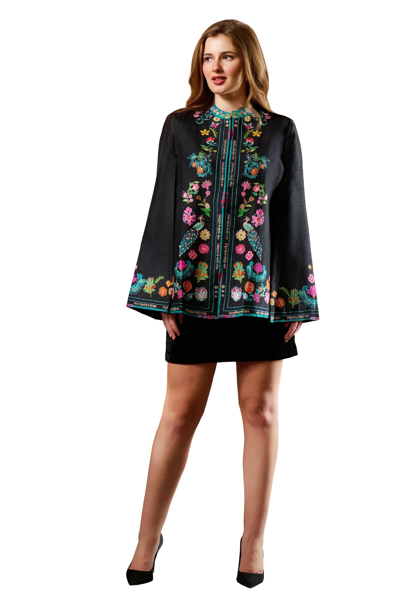 Dancing Feathers Kalamkari Cape – Women's Capes | Taroob