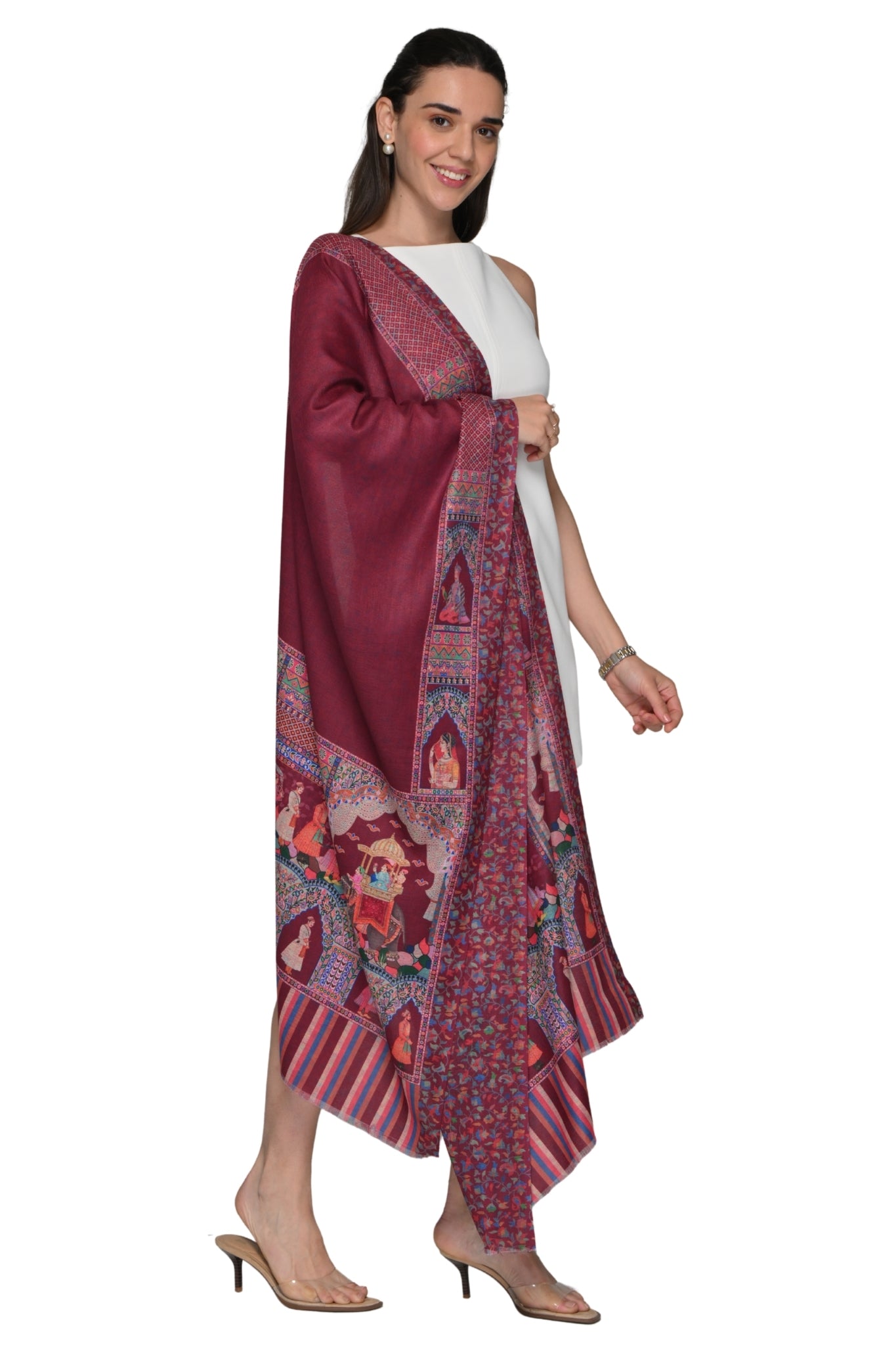 Reverisble Printed Mughal Stole – Women's Printed Stoles – Alternate view | Taroob