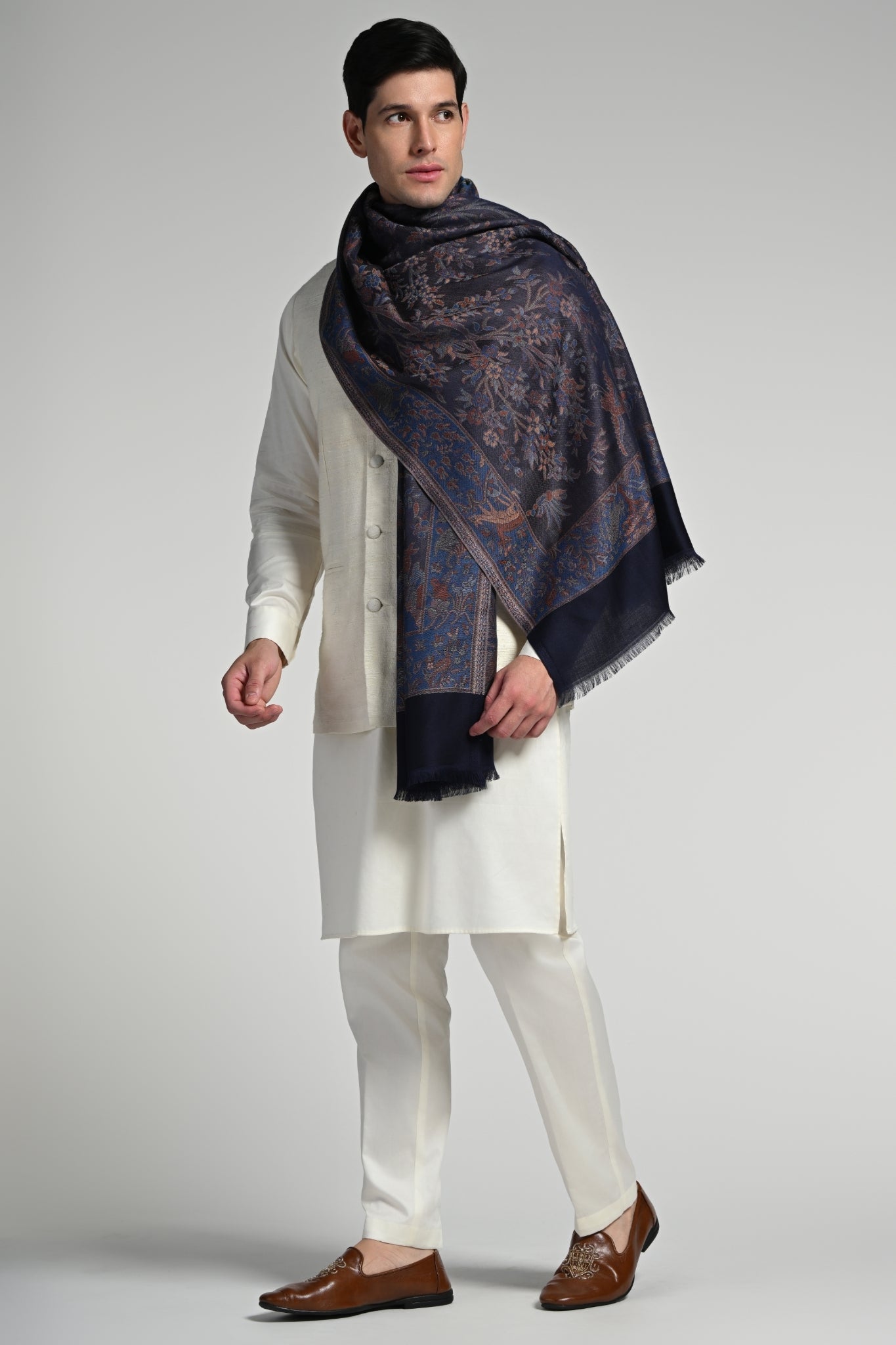 Taroob Kashmiri Art Silk Jamawar Stole