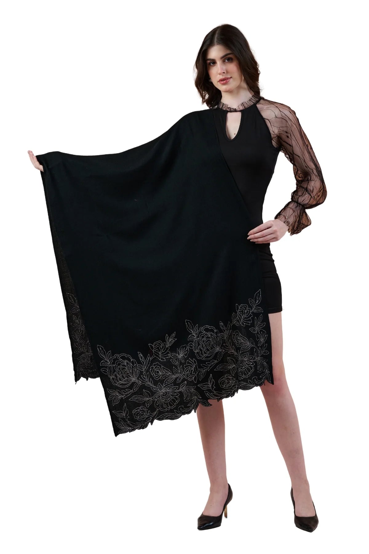 Taroob Gift Set of  Embellished Wool Silk Stole for Her