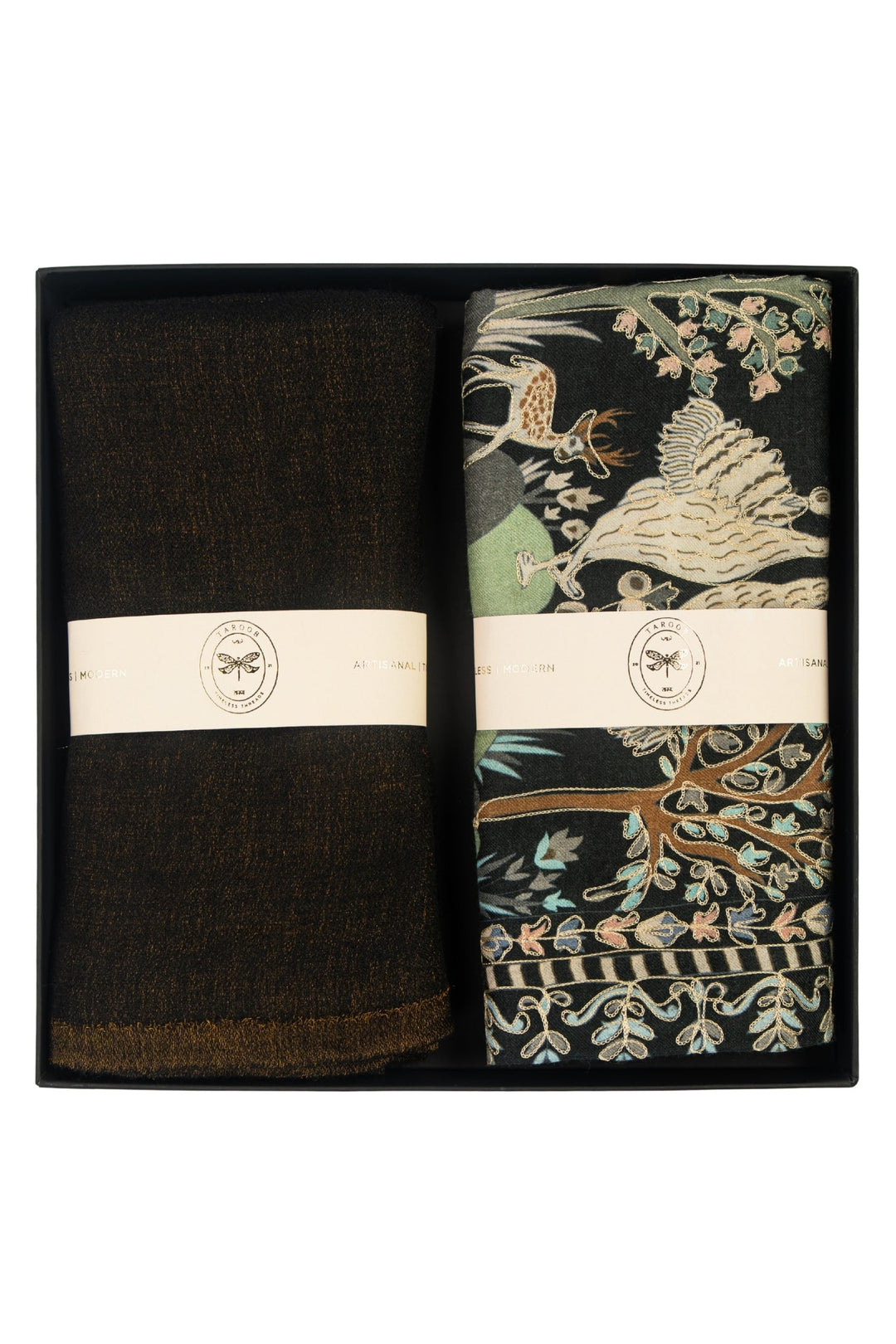 Taroob Couple Gift Set of Zari Stole for Him & Kalamkari Stole for Her