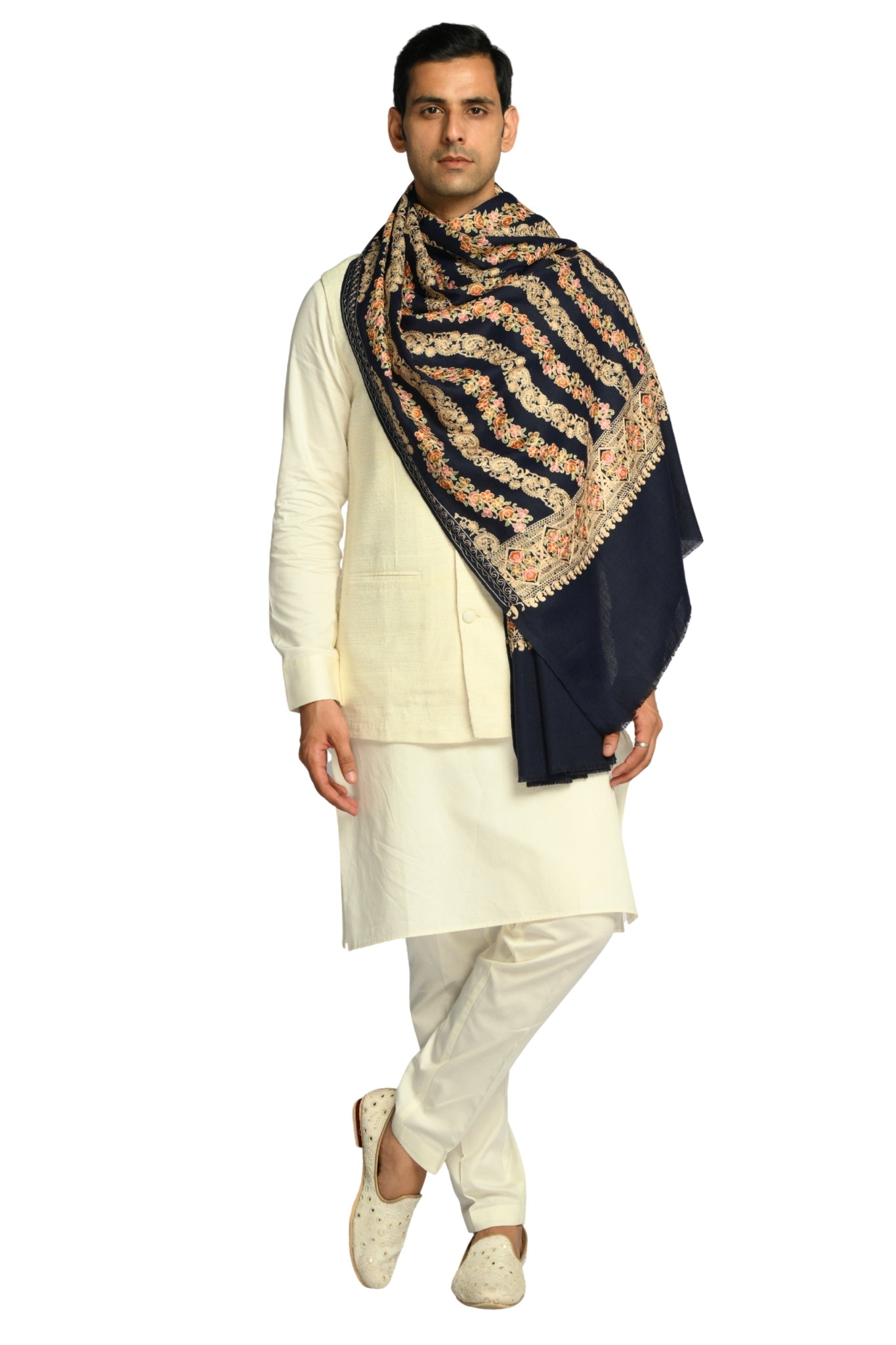 Taroob Parallel Petals Embroidered Stole