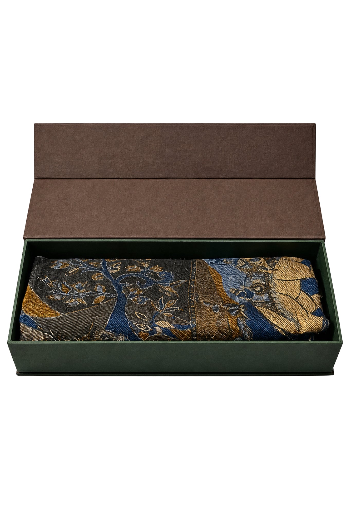Navy Silk Shikargah Jamawar Stole - Unisex Gift Box - Taroob