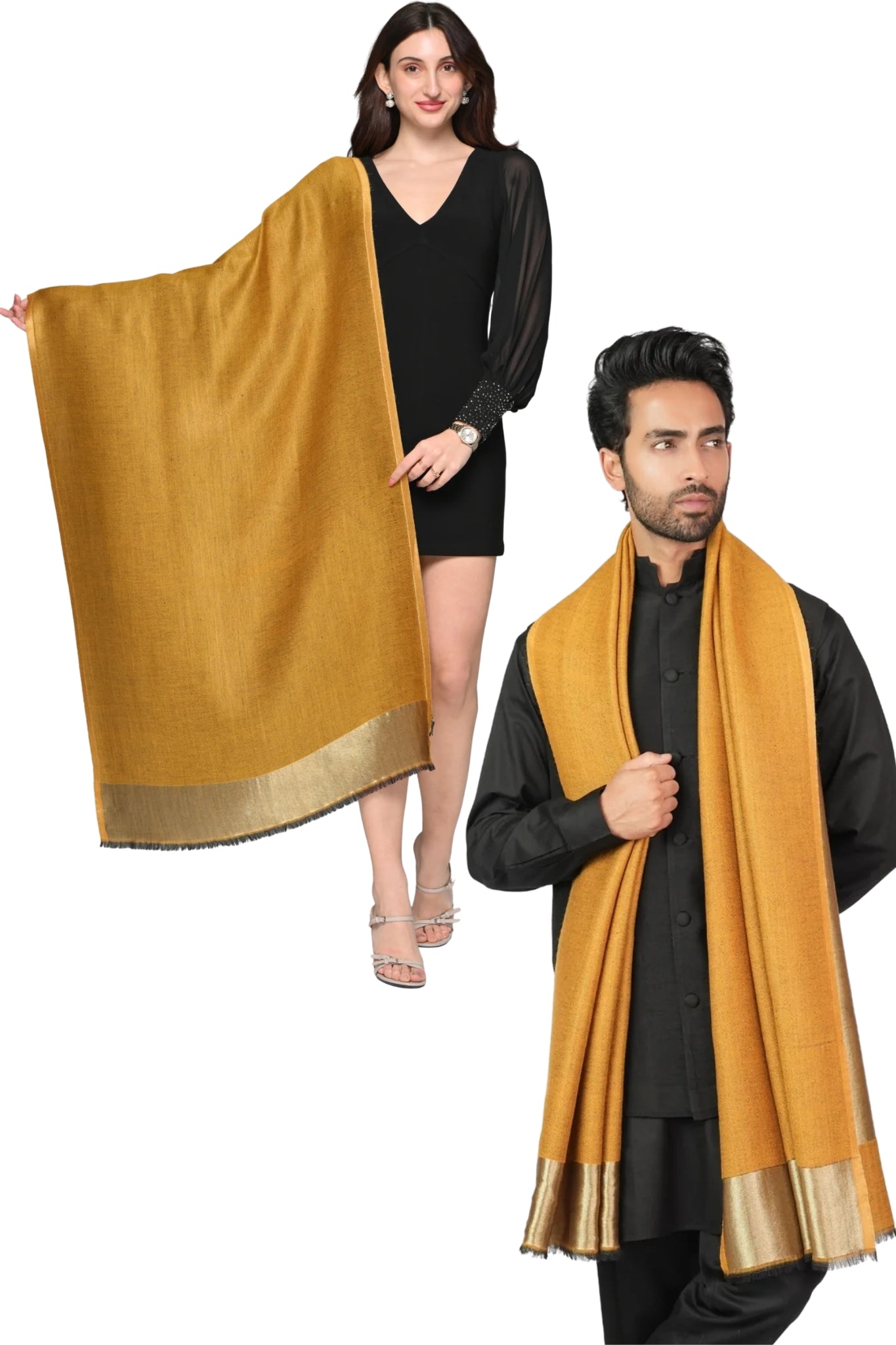 Taroob Gift Set of Unisex Wool Resham Stole for Him or Her
