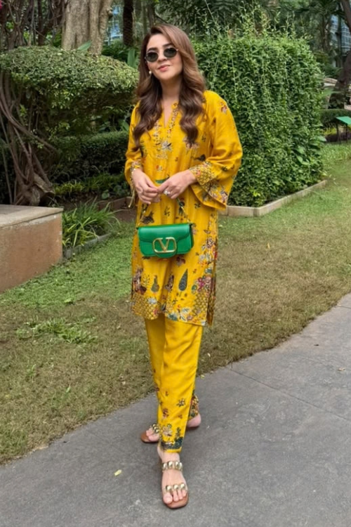 Women's Mustard Basant Darbar Embroidered Kurta Set Taroob