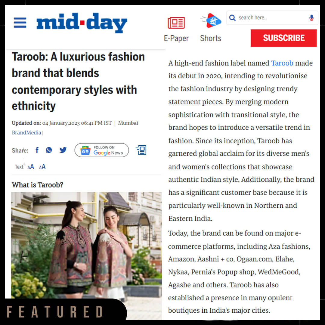 Taroob featured in Mid-Day