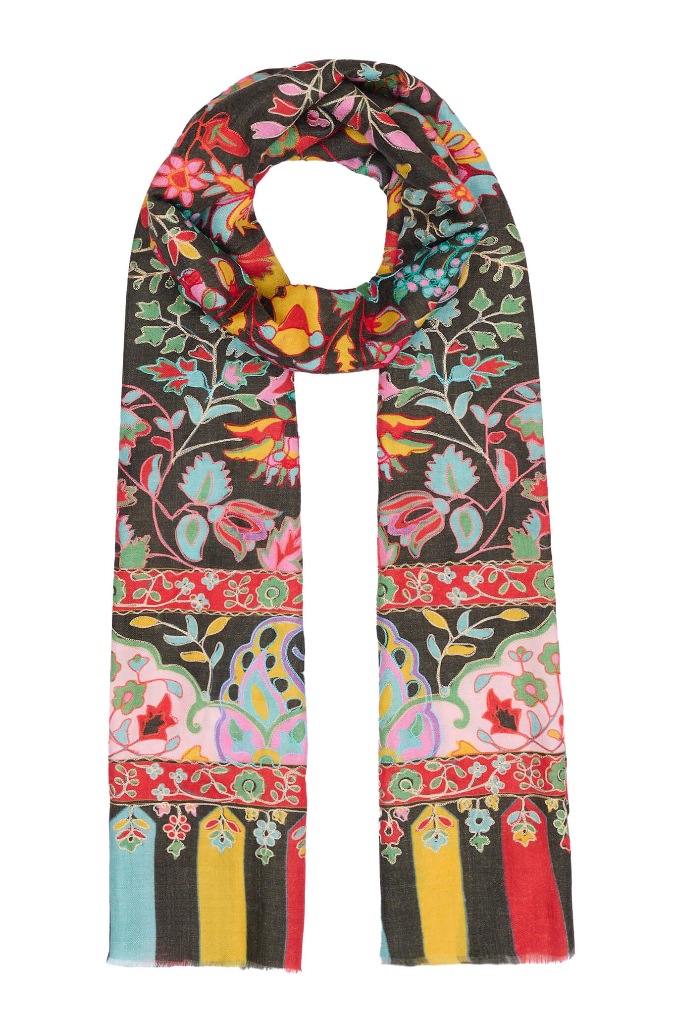 Taroob Fusion Floral Kalamkari Stole