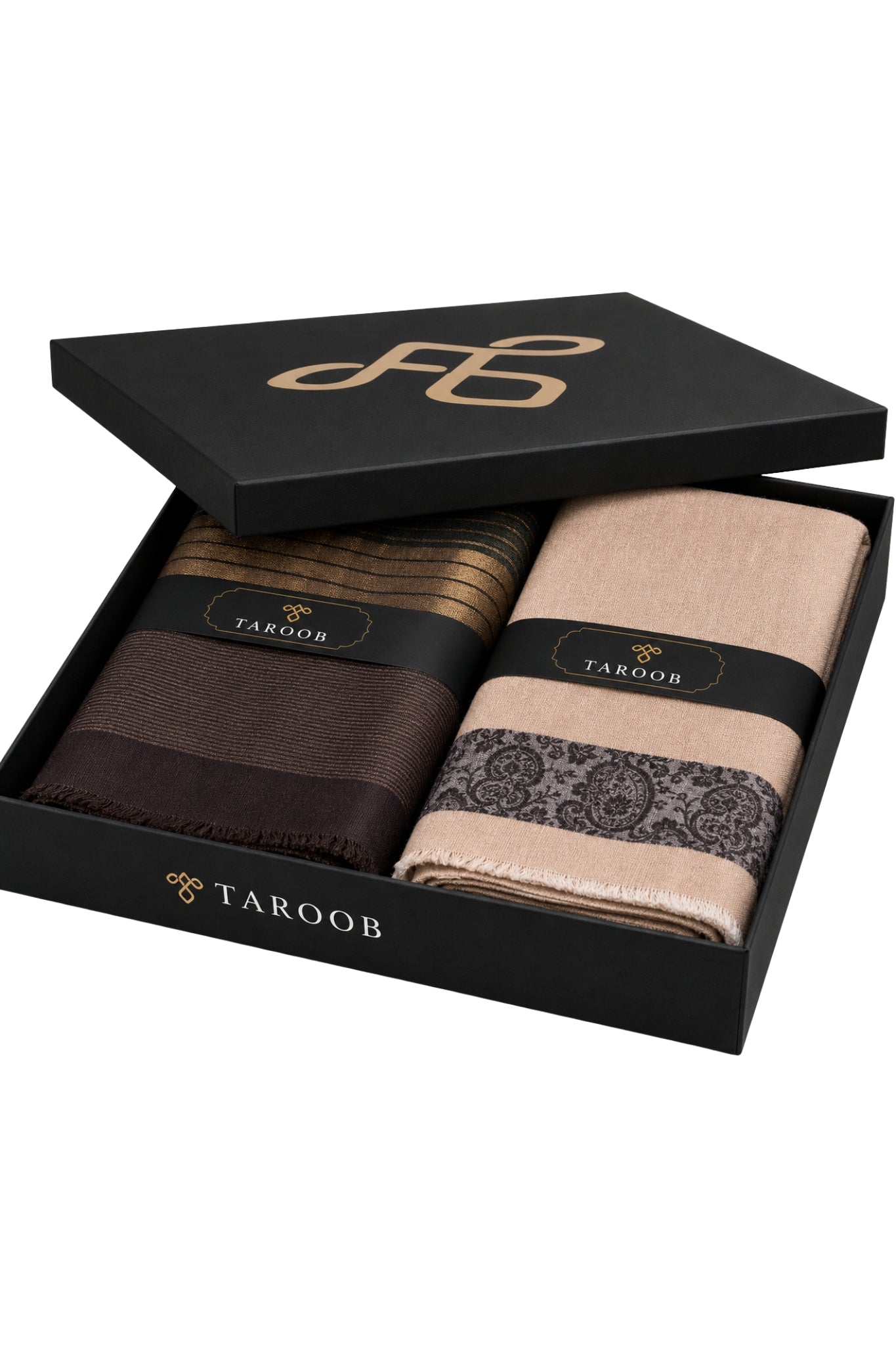 Taroob Gift Set of Wool Zari Stole & Silk Jamawar Stole