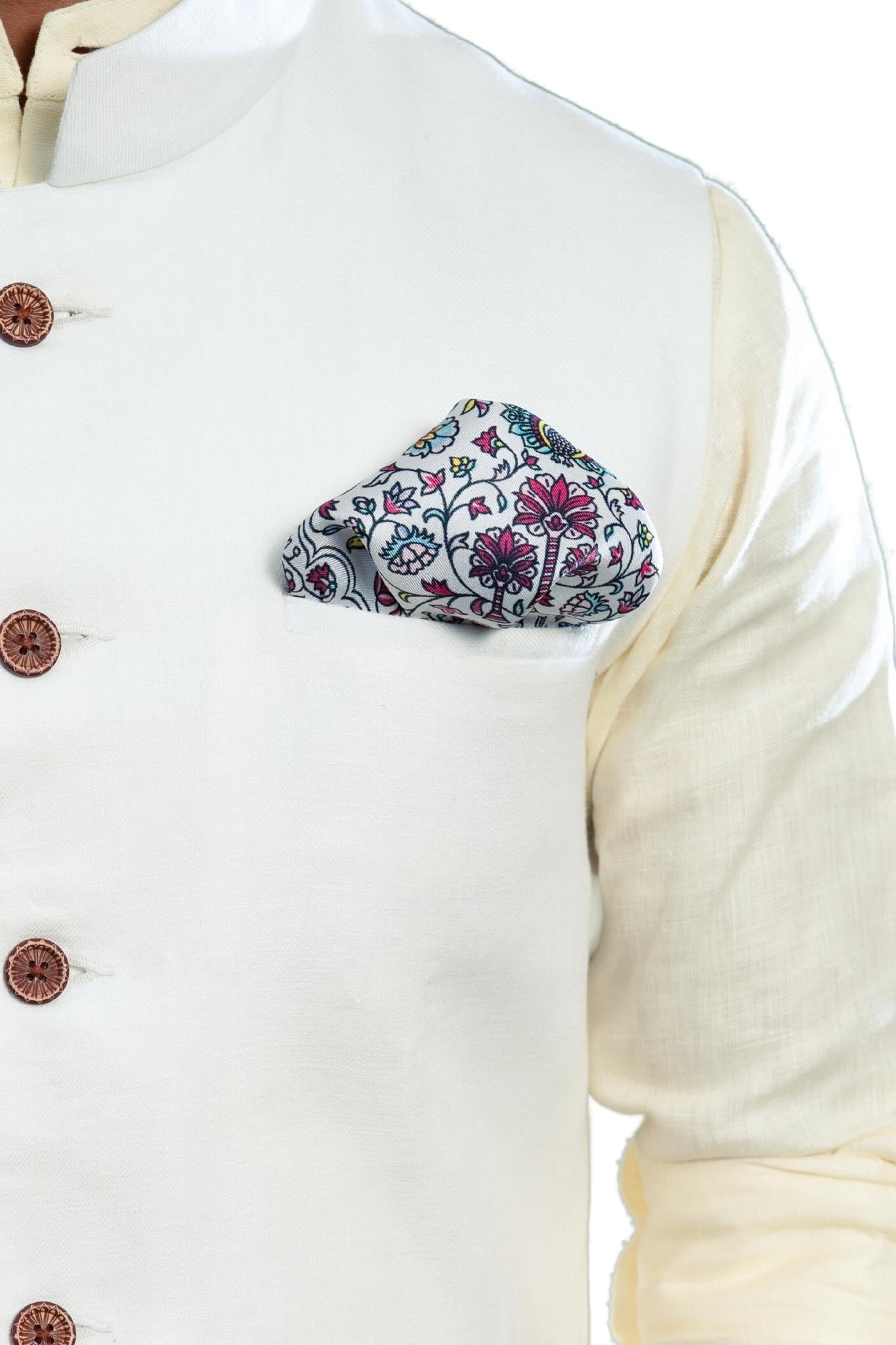 Taroob Kalamkari Print Silk Pocket Square