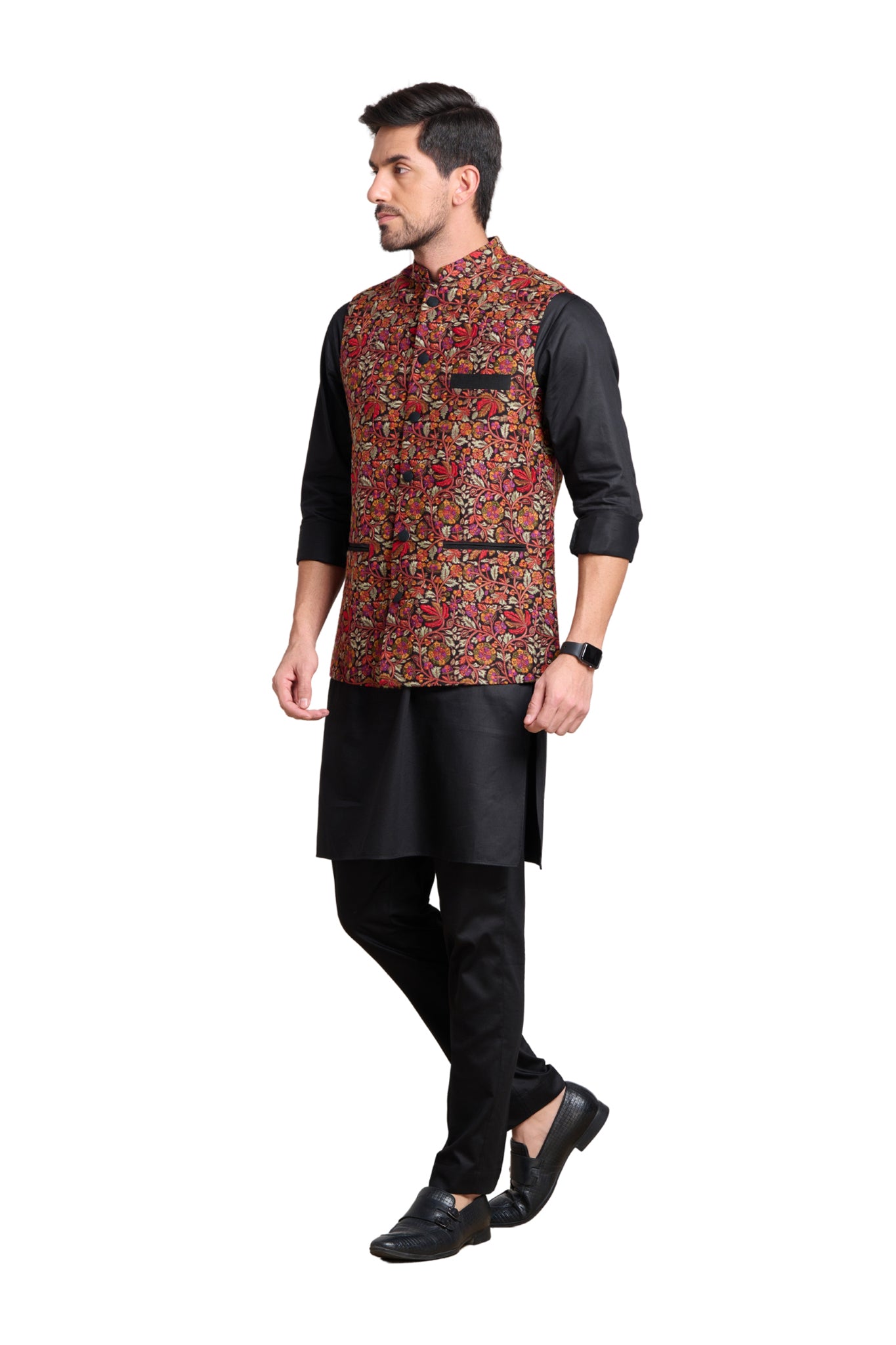 Taroob Floral Embroidered Nehru Jacket