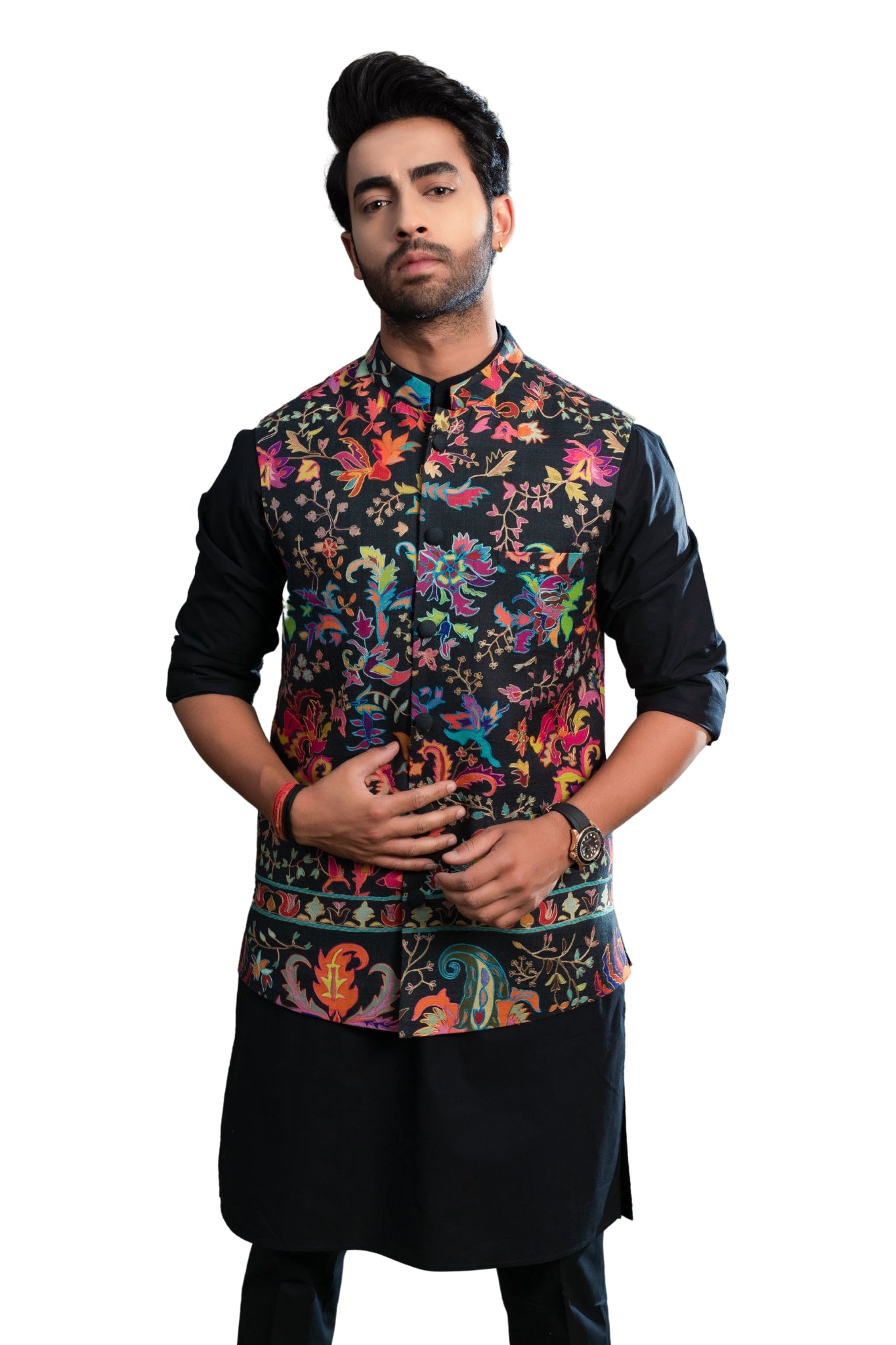 Taroob Ethnic Kalamkari Nehru Jacket , Men's Bandi
