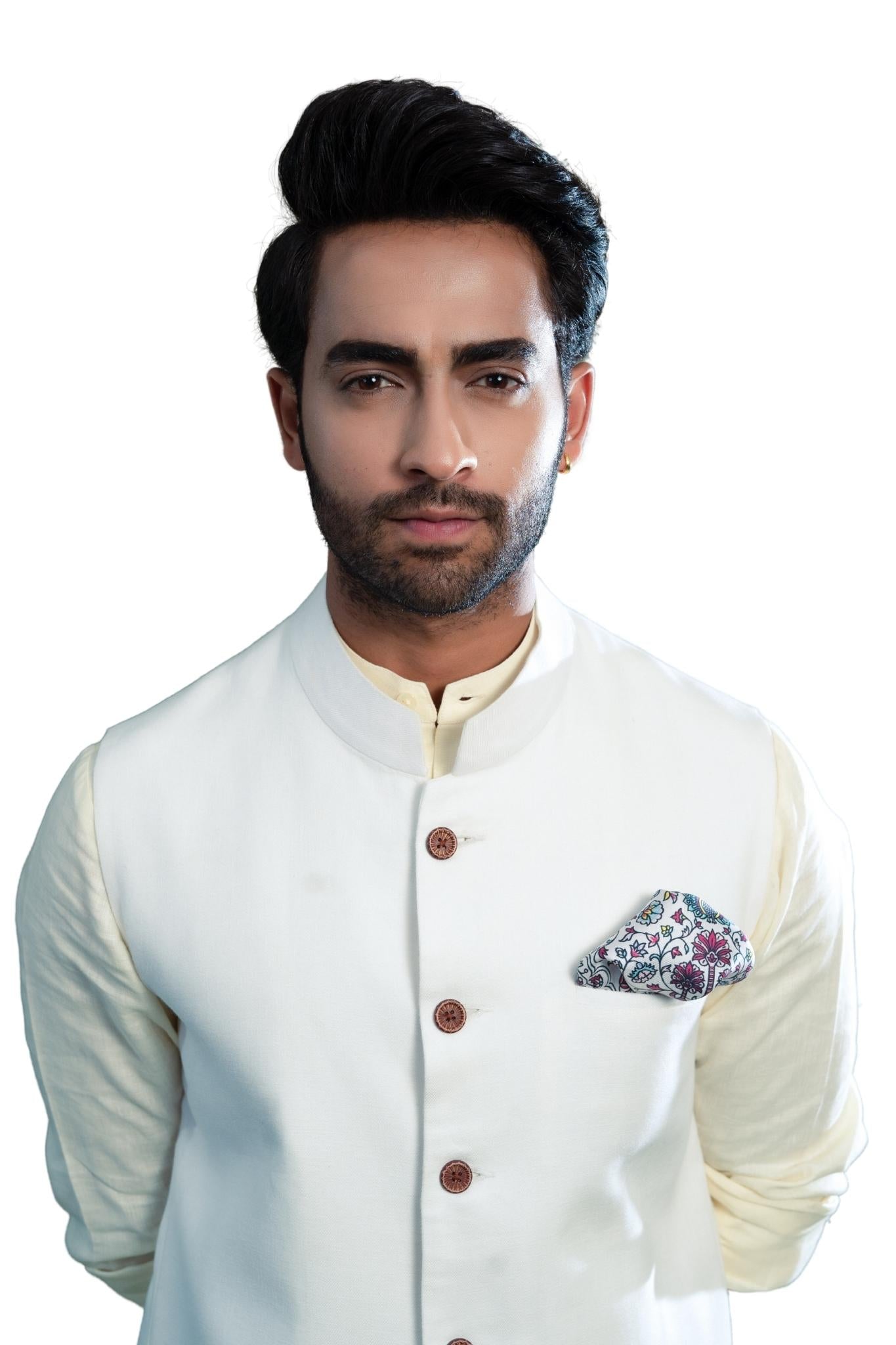 Taroob Kalamkari Print Silk Pocket Square